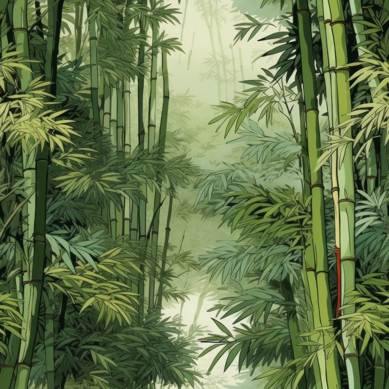 Serene Bamboo Bliss – Traditional Japanese-Inspired Design Seamless Pattern