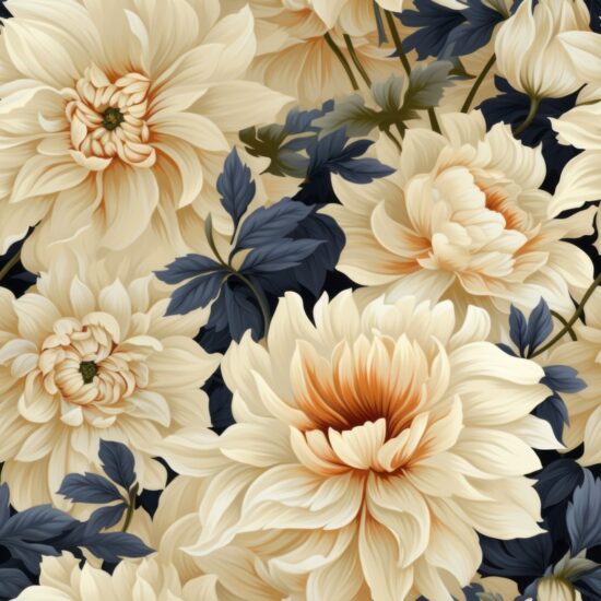 Elegant Blooms - Creamy Ivory Floral Design Seamless Pattern