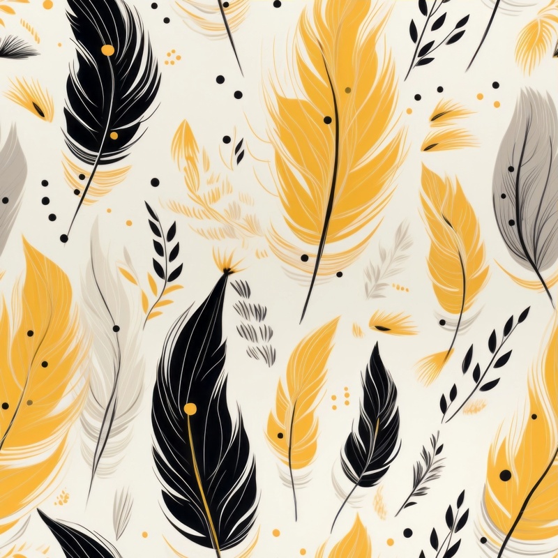 Feathers of Goldenrod: Exquisite Elegance Seamless Pattern