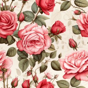 Elegant Blooming Roses Illustration Seamless Pattern