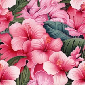 Vibrant Pink Tropical Flowers Delight Seamless Pattern