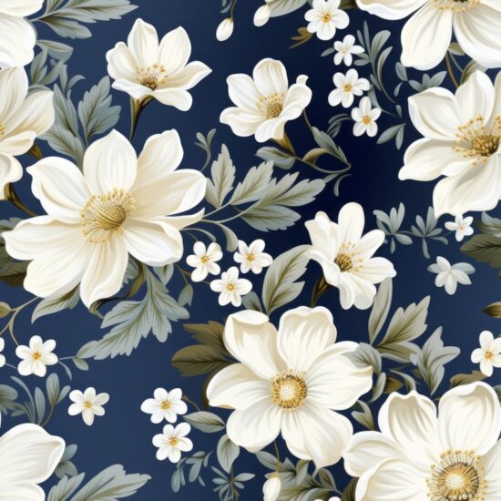 Ivory Blooming Delights Seamless Pattern