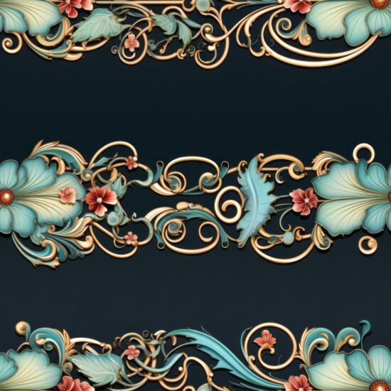 Art Nouveau Filigree Border Delight Seamless Pattern