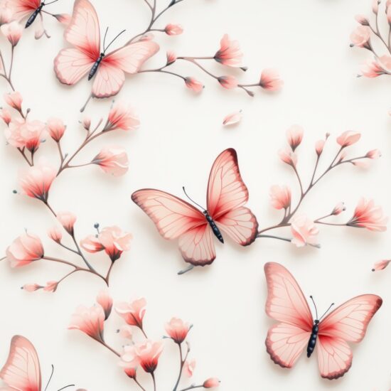 Dreamy Peach Butterflies - Digital Download Seamless Pattern
