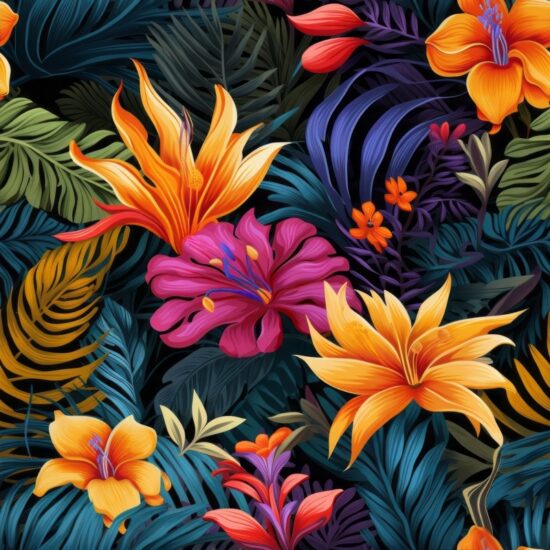 Exotic Paradise: Vibrant Tropical Botanical Pattern Seamless Pattern