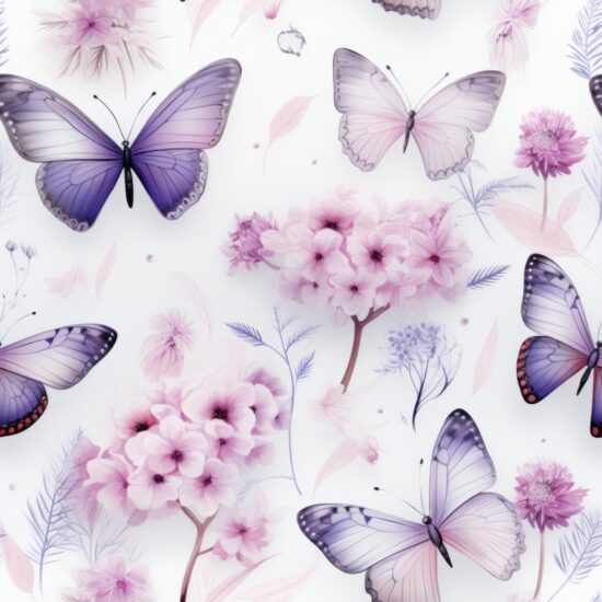 Gentle Lavender Butterflies Delight Seamless Pattern
