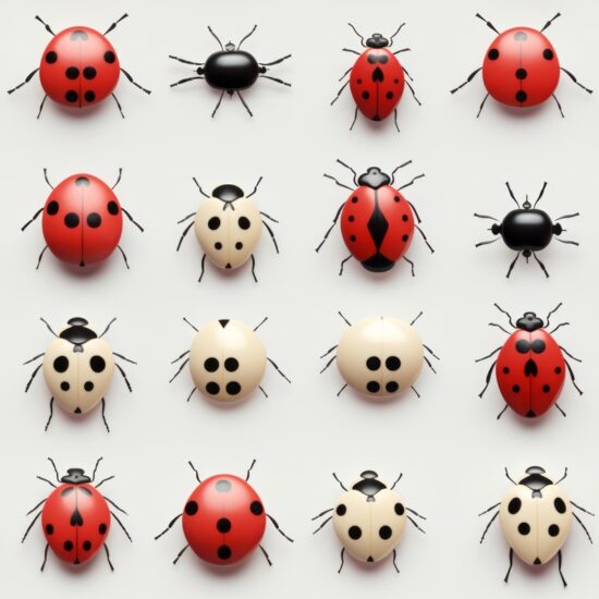 Playful Ladybugs Dance in Monochrome Splendor Seamless Pattern