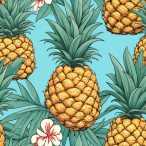 Tropical Teal Pineapple Delight Pattern Seamless Pattern