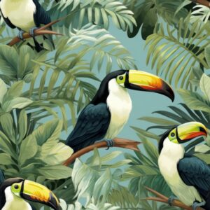 Tropical Toucans: Lush Green Paradise Seamless Pattern