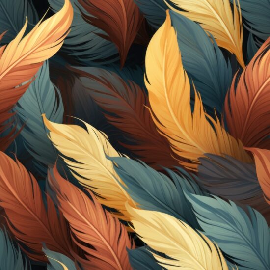 Earthy Brown Feather Delight Seamless Pattern