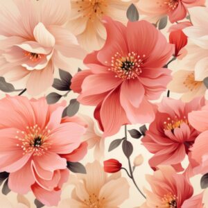 Dreamy Peach Flowers - Digital Download Seamless Pattern