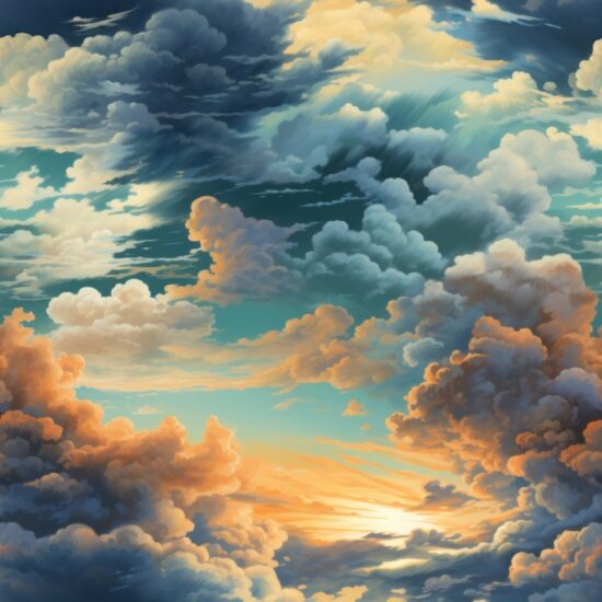 Renaissance Morning Sky with Clouds Seamless Pattern