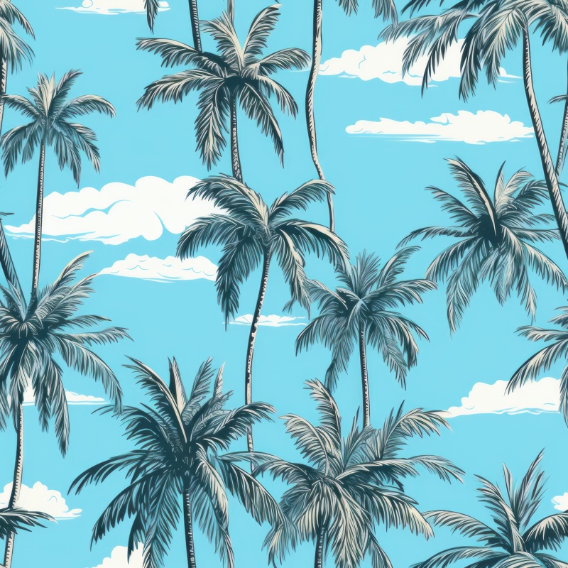 Vibrant Palm Paradise: Tropical Turquoise Delight Seamless Pattern