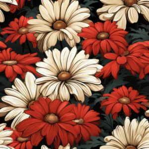 Cheerful Red Daisy Delight Seamless Pattern