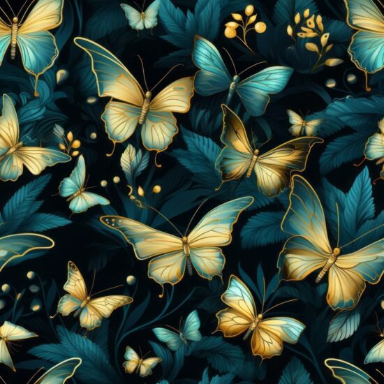 Art Nouveau Delicate Butterfly Design Seamless Pattern