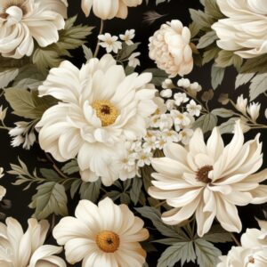 Flowers in Ivory Whites - Digital Design Seamless Pattern