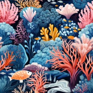 Captivating Ocean Blue Coral Reef Seamless Pattern