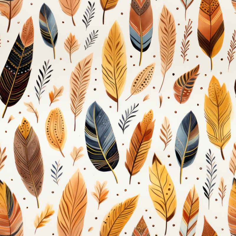 Earthly Feather Delight Seamless Pattern