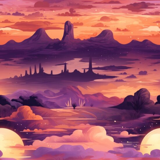 Vibrant Desert Sunsets: Deep Purple Harmony! Seamless Pattern