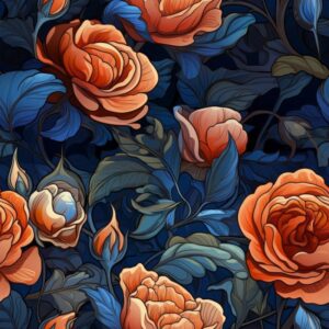 Elegant Art Nouveau Roses Pattern Seamless Pattern