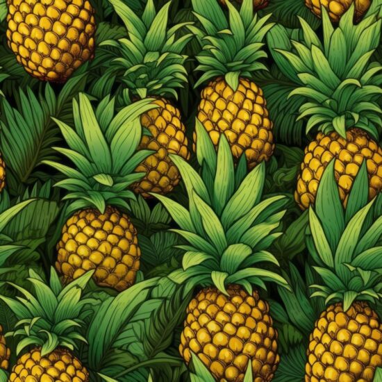 Tropical Delight - Lush Green Pineapples Seamless Pattern