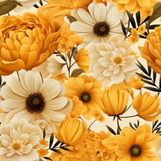 Sunny Yellow Flowers Delightful Design Seamless Pattern