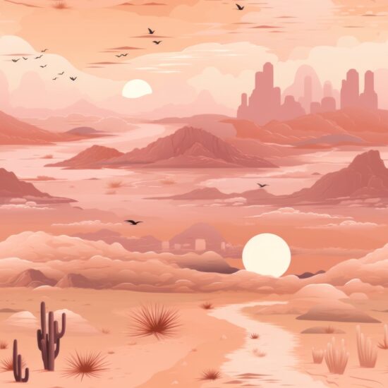 Captivating Dusty Pink Desert Sunsets Seamless Pattern