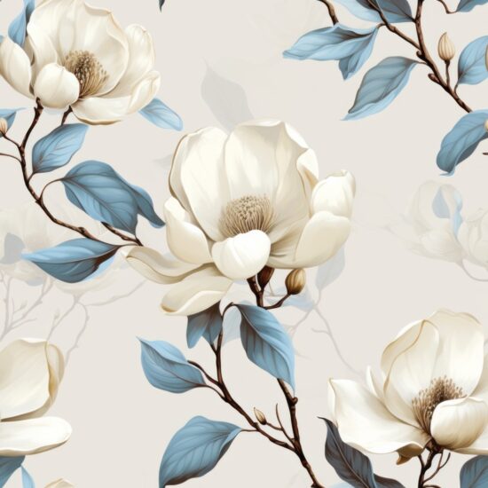 Abstract Blooms: Magnolia in Oil Paint Seamless Pattern
