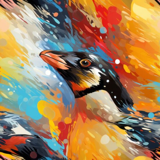 Abstract Penguin Oil Painting Pattern Seamless Pattern