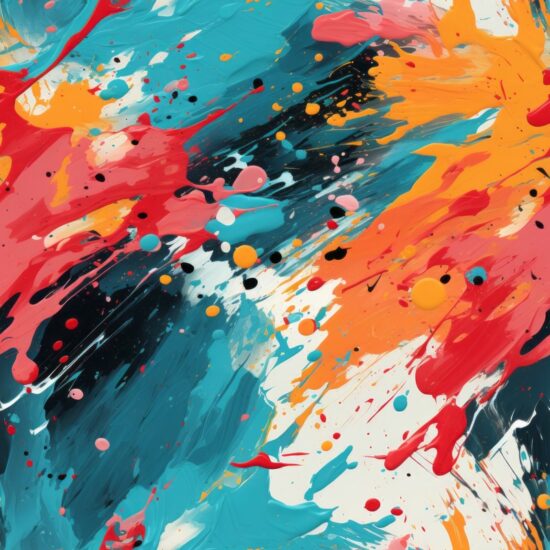 Abstract Spatter Expressionism Paint Brush Seamless Pattern