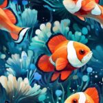 Amphiprion Wonder: Clownfish Watercolor Splash Seamless Pattern