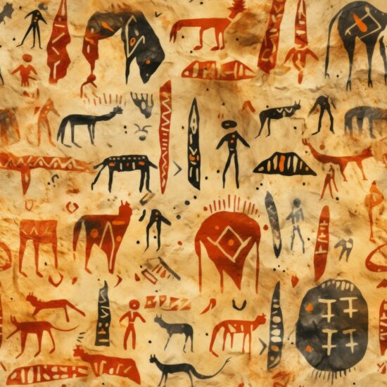 Ancient Cave Art: Raw Earthy Markings Seamless Pattern