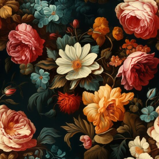 Antique Dahlia Floral Masterpiece Pattern Seamless Pattern