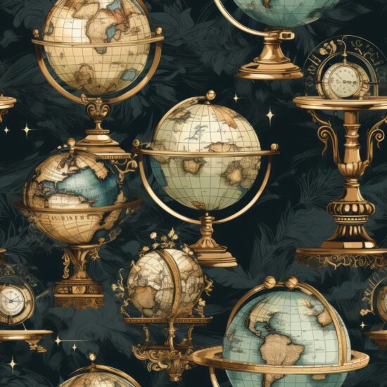Antique Universe Globe Design Seamless Pattern
