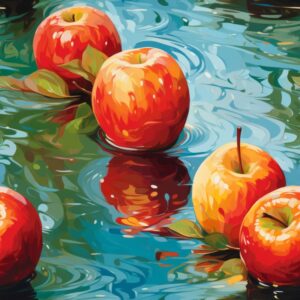 Apple Bliss: Artful Oil Paint Pattern Seamless Pattern