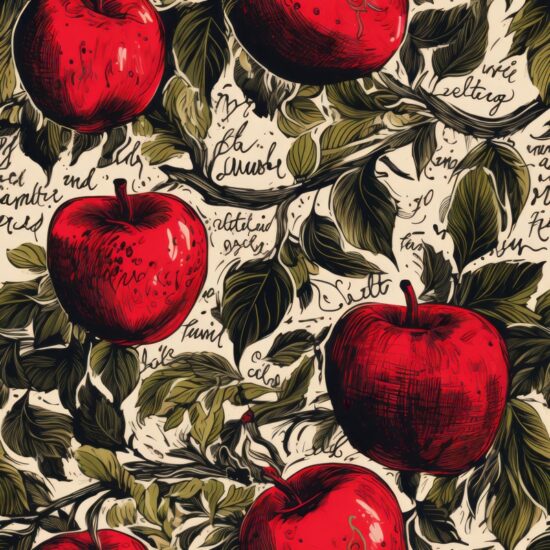 Apple Calligraphy Delight Seamless Pattern