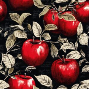 Apple Calligraphy Garden Seamless Pattern