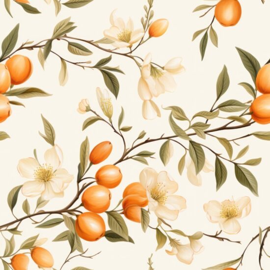 Apricot Blossom Garden Seamless Pattern