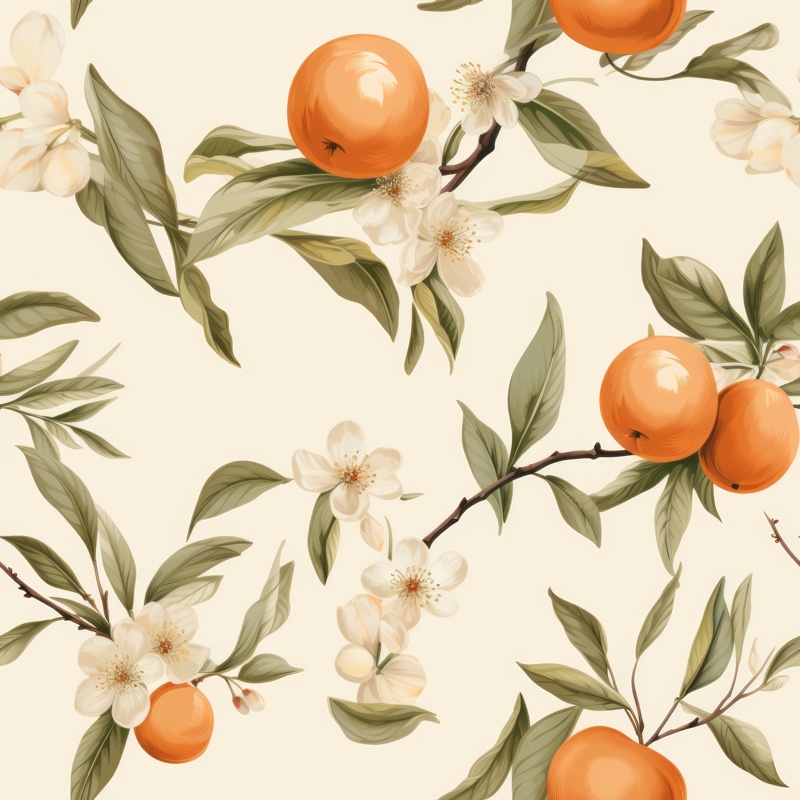 Apricot Citrus Fruit Pattern Seamless Pattern
