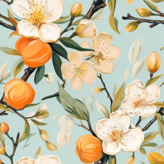 Apricot Expression Floral Delight Seamless Pattern