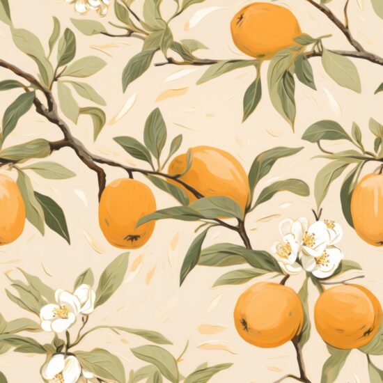 Apricot Painted Food Fruit Pattern Seamless Pattern
