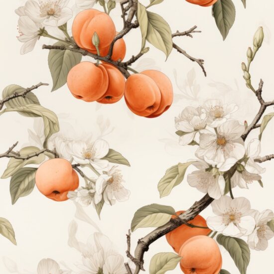 Apricot Sketching Delight Seamless Pattern