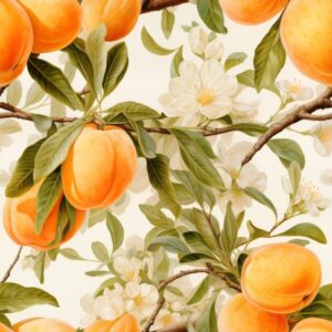 Apricot Watercolor Fruit Pattern Seamless Pattern
