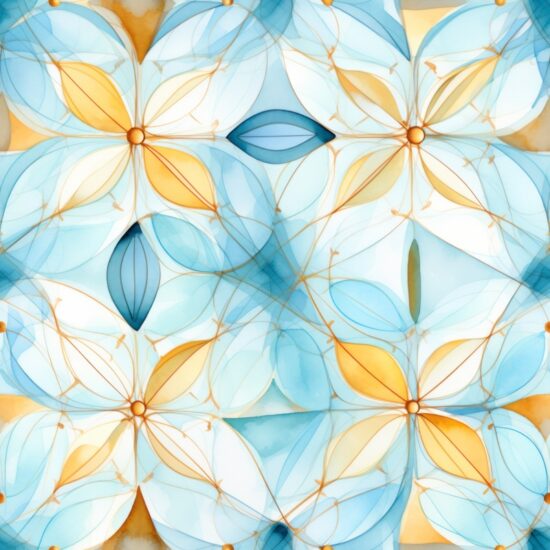 Architectural Watercolor Kaleidoscope Accents Seamless Pattern