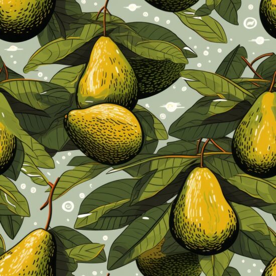 Avocado Feast Linocut Seamless Pattern