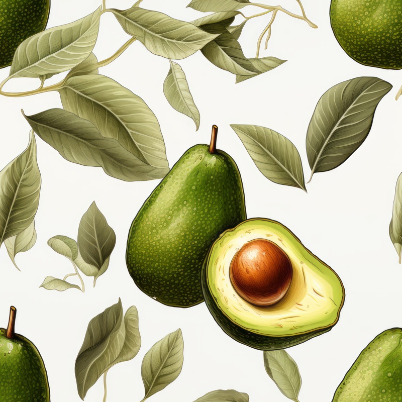 Avocado Sketch Fruit Pattern Seamless Pattern