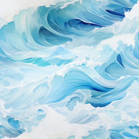Beach Watercolor Waves: Ice Nature Sea Seamless Pattern