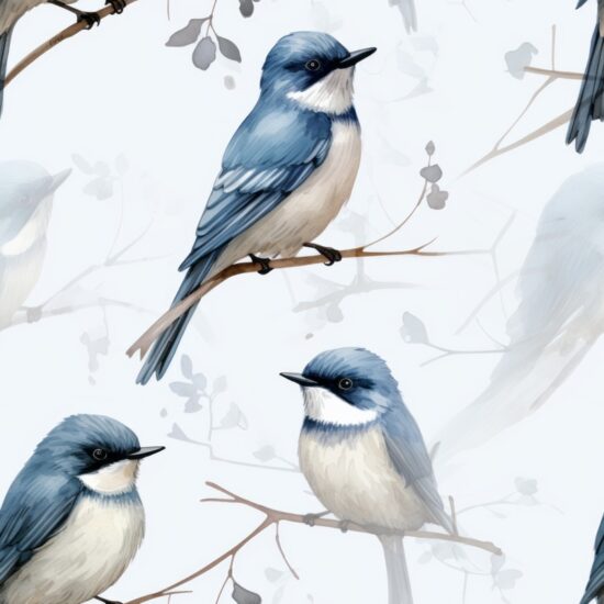 Beautiful Avian Masterpiece: Jay Birds in Ink Seamless Pattern