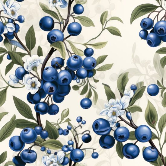 Berry Bliss: Blueberry Calligraphy Delight Seamless Pattern
