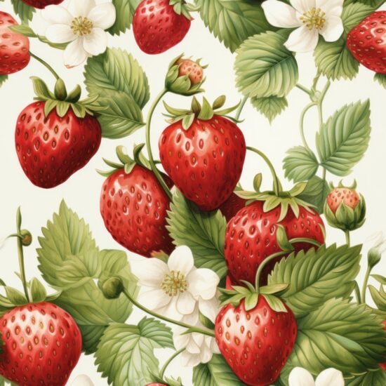 Berry Bliss Watercolor Strawberry Pattern Seamless Pattern